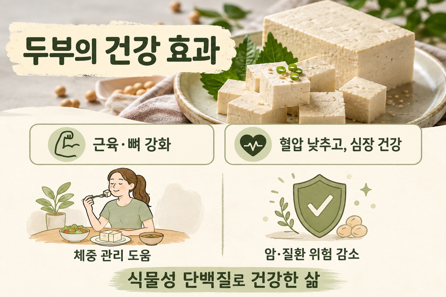 두부 효능, 단백질·칼슘부터 체중 관리와 심혈관 건강까지 좋은 이유