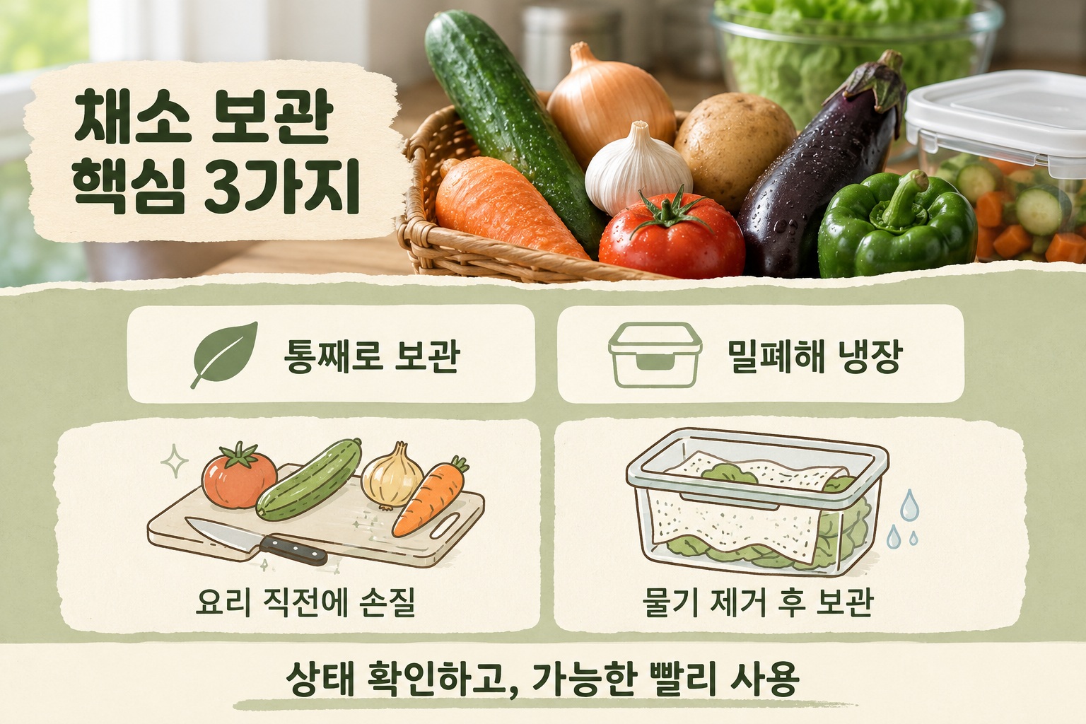 채소 보관법, 썰어서 냉장고에 넣으면 신선도가 떨어지는 8가지