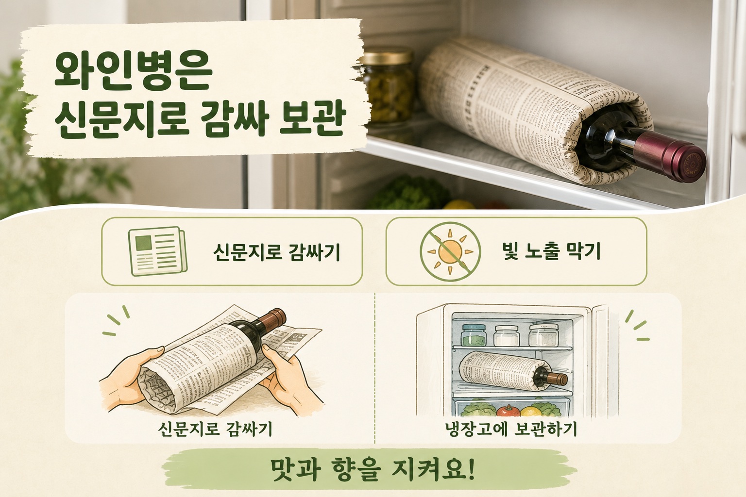 와인 냉장고 보관법 신문지로 병 감싸 빛 노출 줄이는 이유