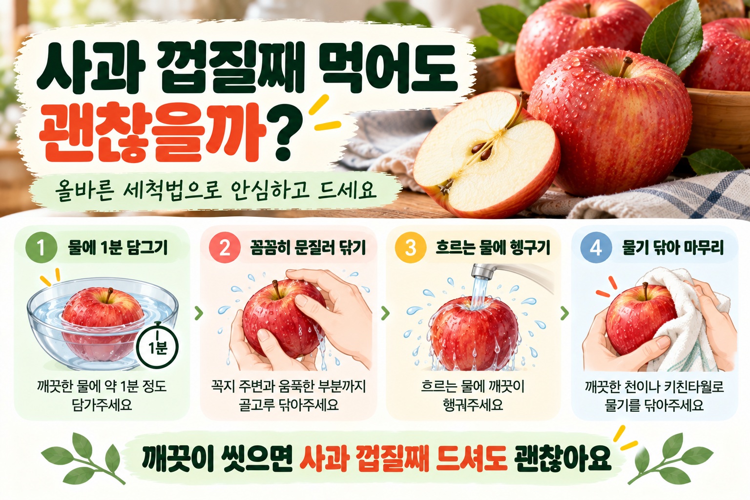 사과 씻는 법, 잔류농약 걱정 줄이고 껍질째 먹는 올바른 세척법