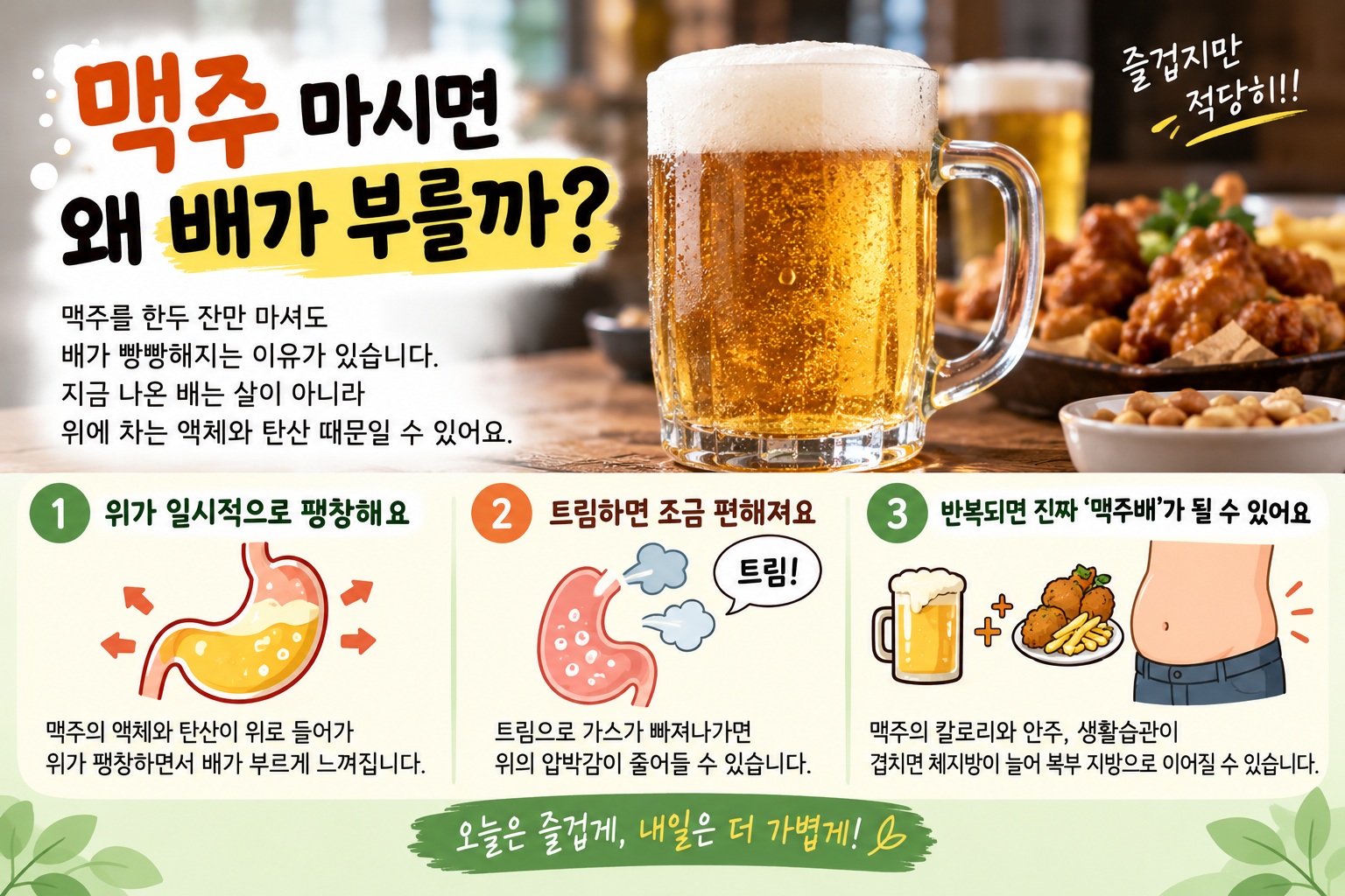 맥주 마시면 배 나오는 이유, 마시자마자 나온 배도 살일까?
