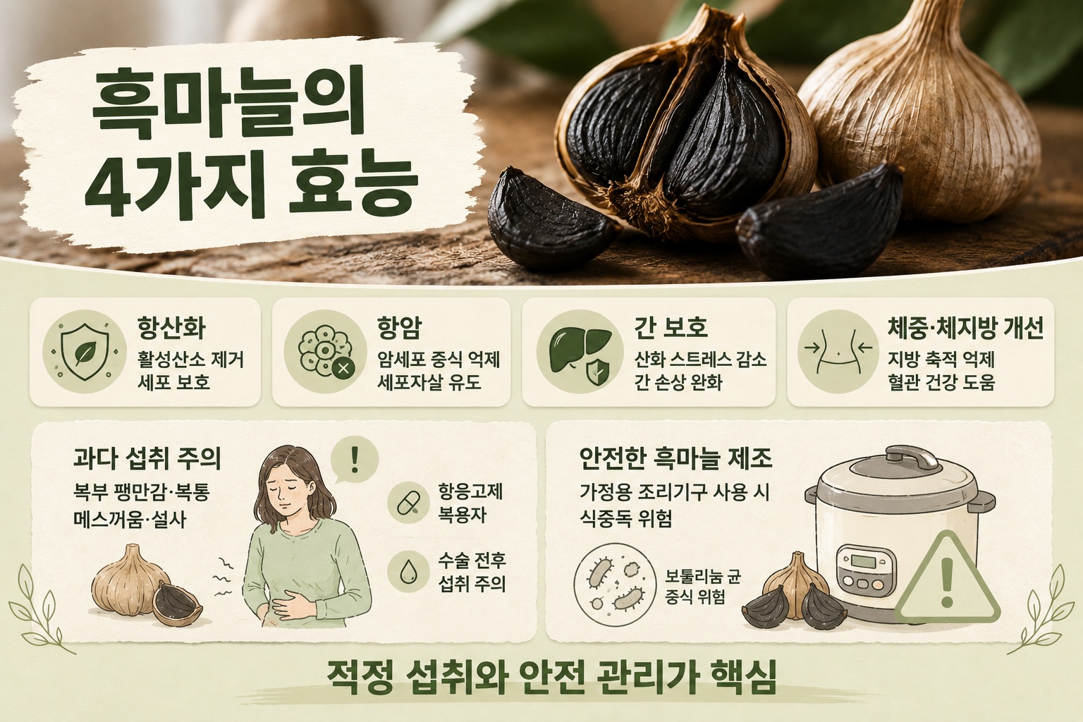흑마늘 효능 4가지, 항산화부터 섭취 부작용과 주의사항까지