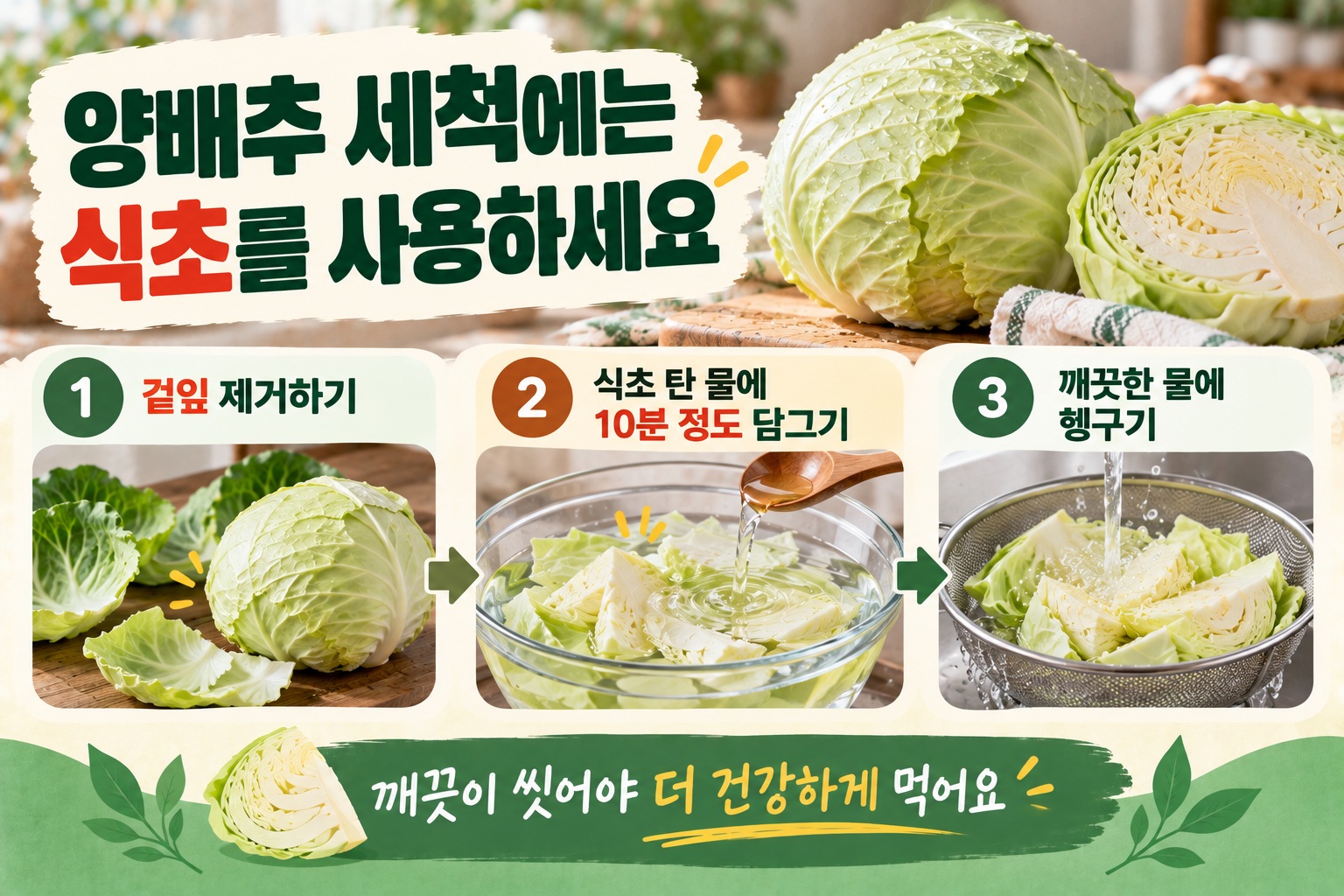 양배추 씻는 법, 겉잎 제거부터 식초물 세척까지 제대로 알아보세요