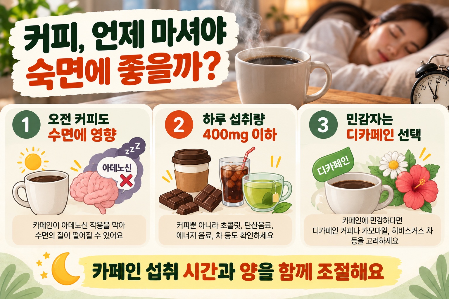 카페인 수면 영향, 아침 커피도 안심할 수 없는 이유와 섭취량 조절법