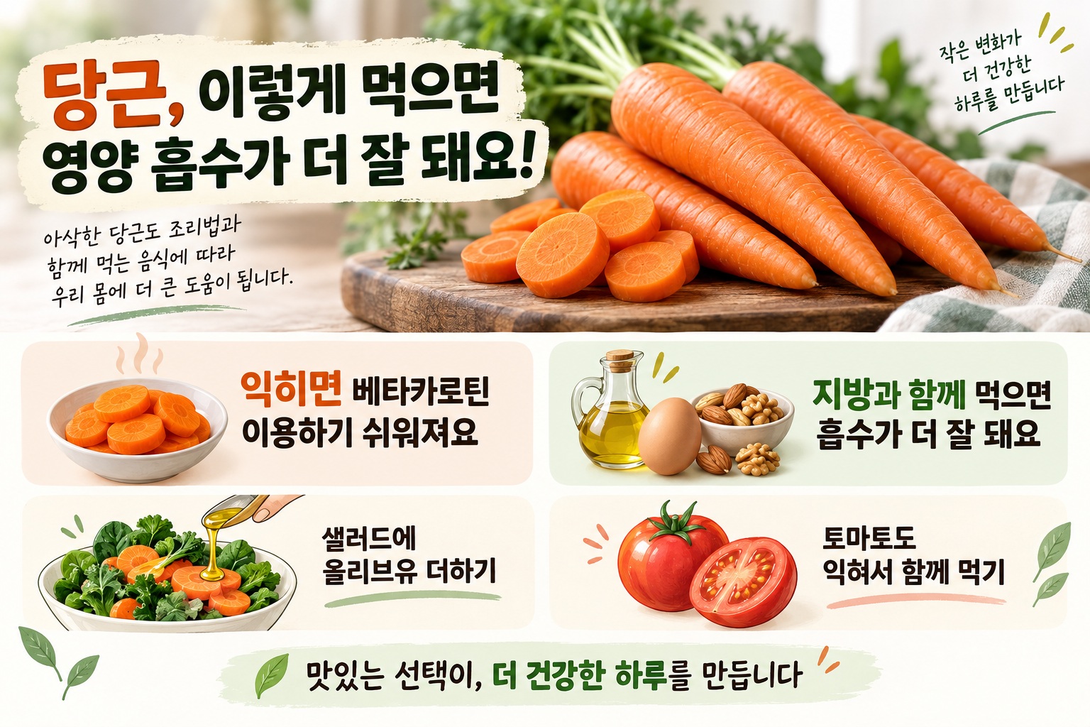 당근 베타카로틴 흡수 높이는 법, 익혀서 지방과 함께 먹는 이유