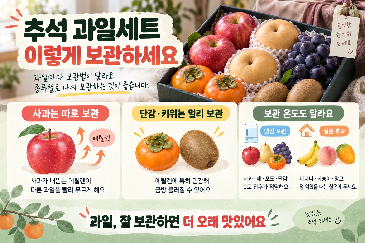 추석 과일 보관법, 선물세트 상자째 두지 말고 사과부터 분리해야 하는 이유