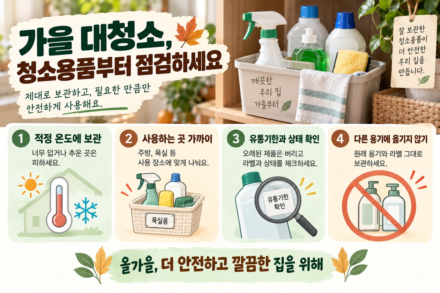 청소용품 보관 방법, 가을 대청소 전 세제 수납장부터 점검해야 하는 이유