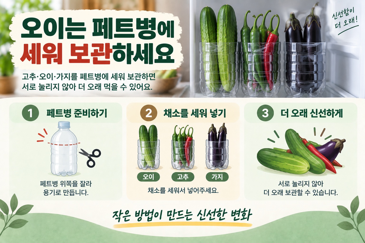 오이 보관법, 페트병에 세워두면 더 오래 신선하게 먹는 이유