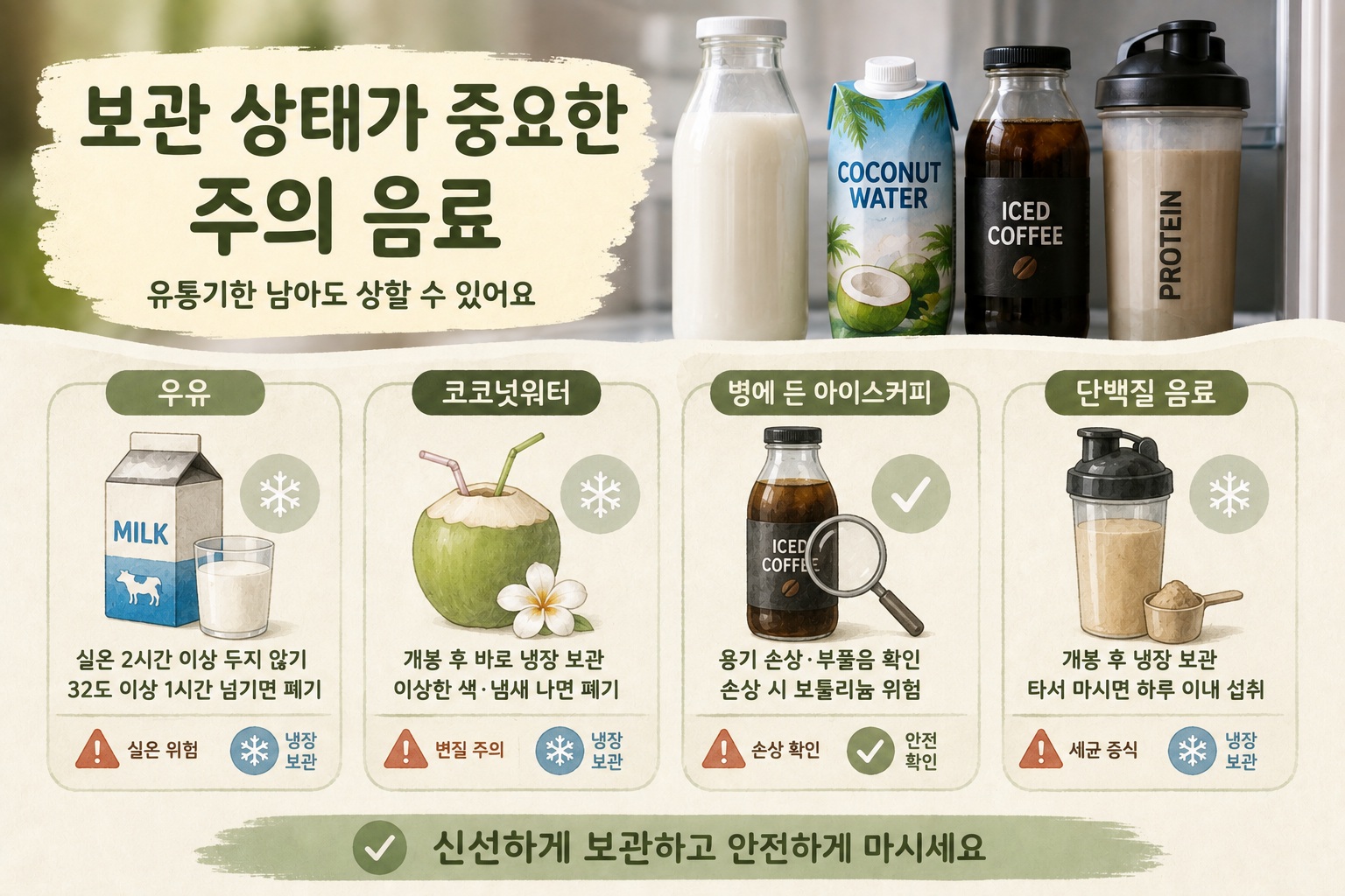 유통기한 남은 음료, 그래도 버려야 할 수 있는 4가지와 보관 주의점