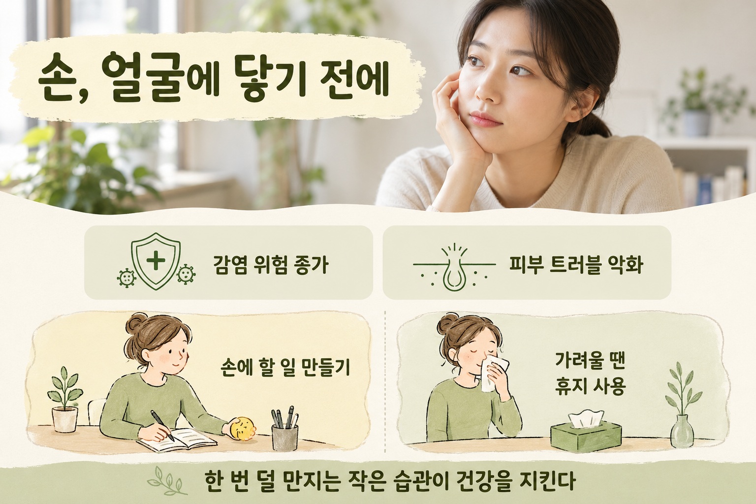 얼굴 만지는 습관, 감염·여드름 위험 줄이는 5가지 방법