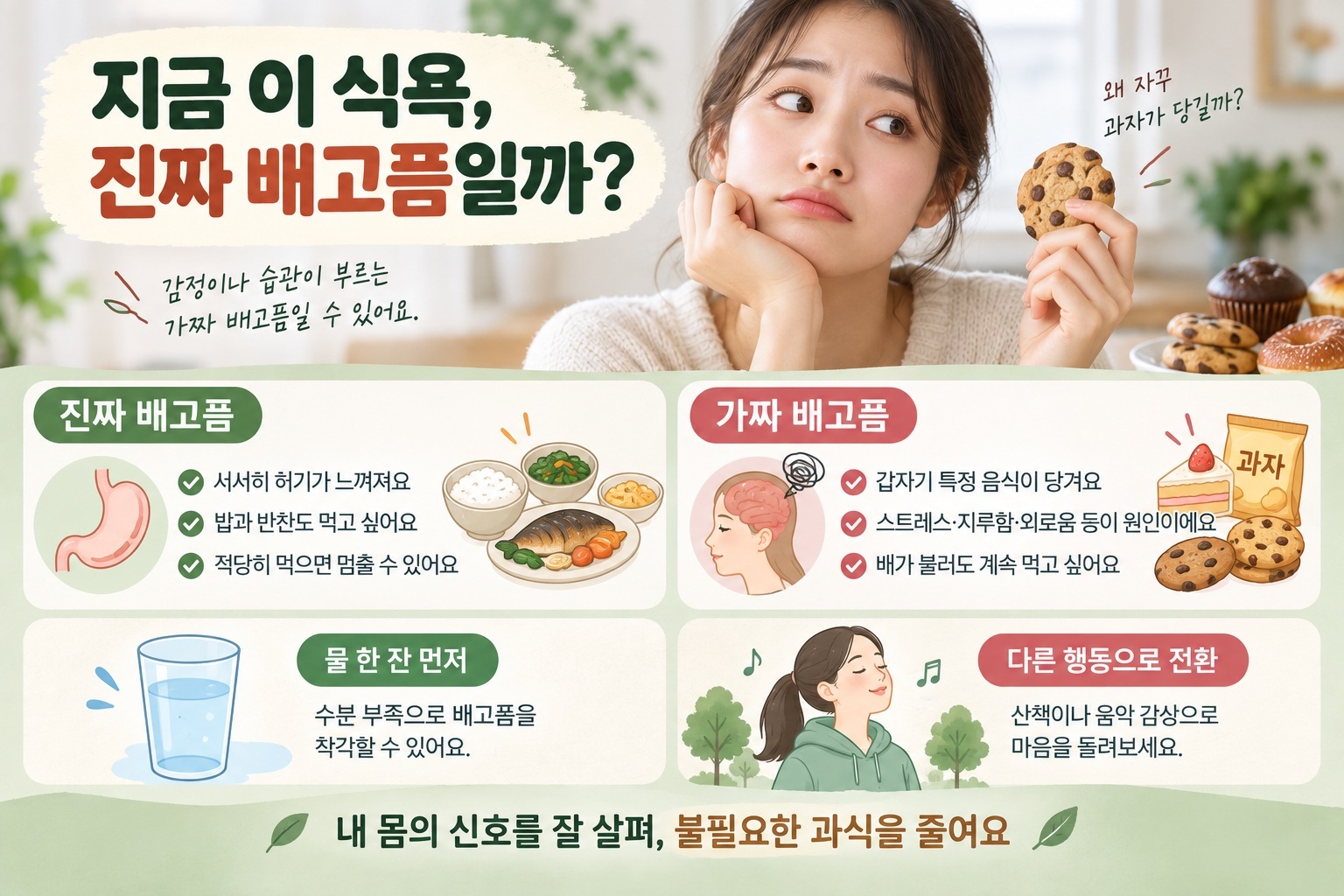 진짜 배고픔 vs 가짜 배고픔 구별하기