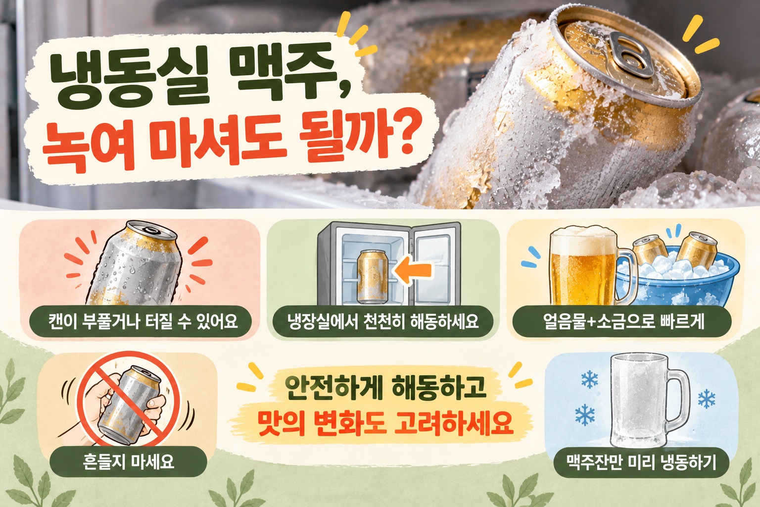 냉동실 맥주 얼었는데 마셔도 될까? 안전한 해동법과 버려야 할 상태