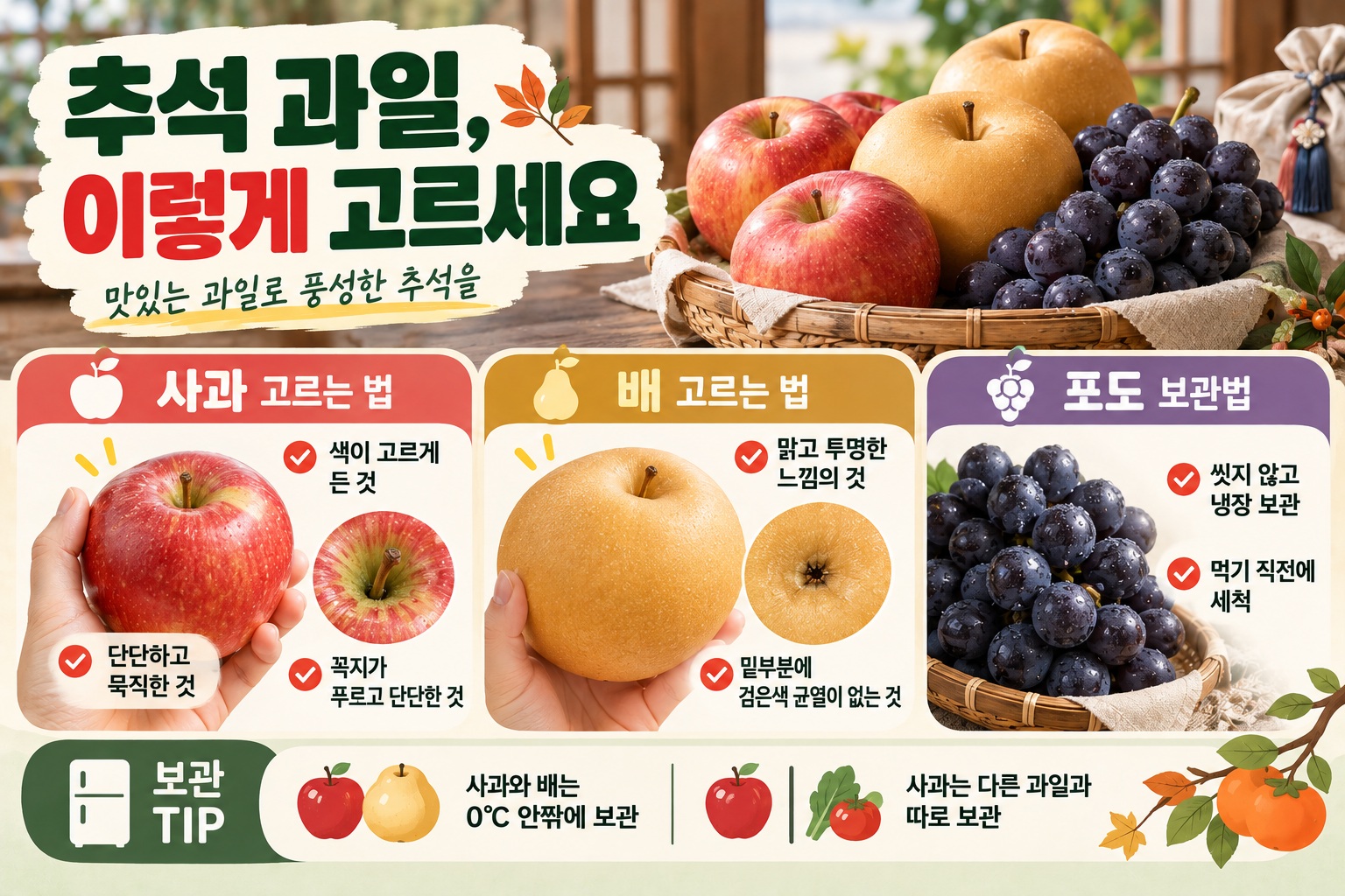 추석 과일 고르는 법, 맛있는 사과·배·포도 고르는 요령과 보관법