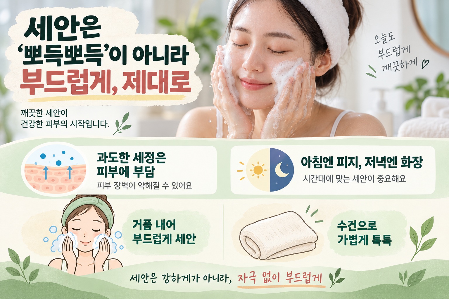 쥬베룩 밀크 클렌저와 젤 클렌저가 나란히 놓인 모습