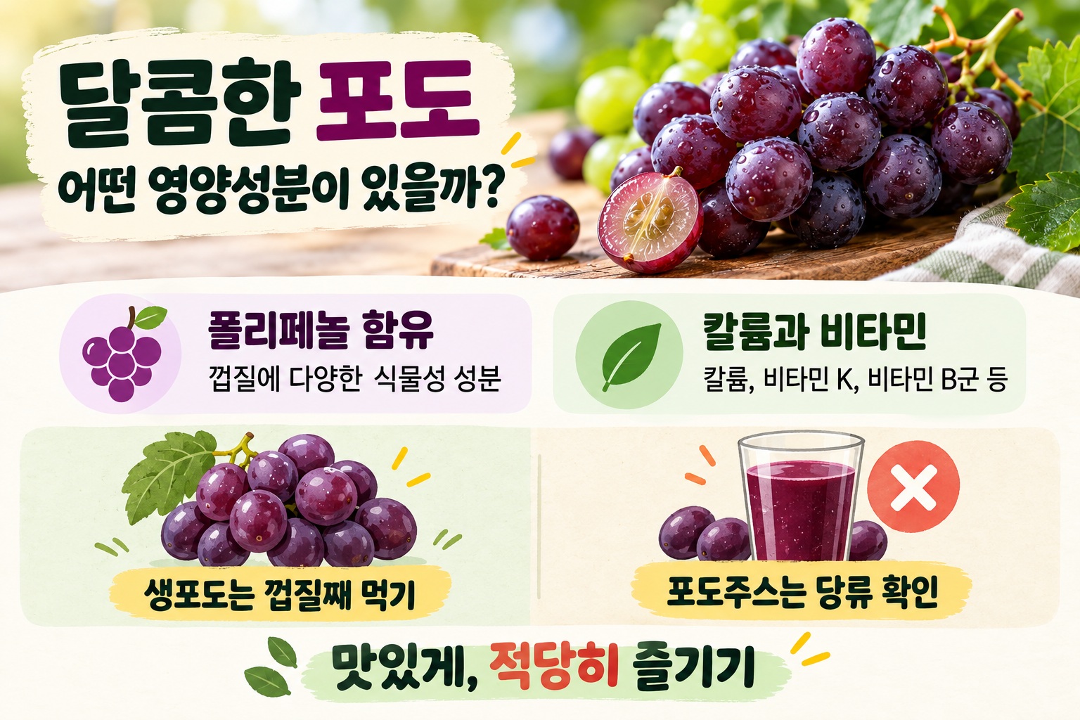 포도 효능, 폴리페놀부터 당류·포도주스 차이까지 제대로 알아보기
