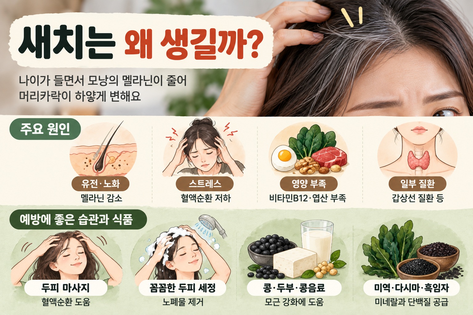 새치 원인, 젊은 나이에도 생기는 이유와 뽑으면 안 되는 이유