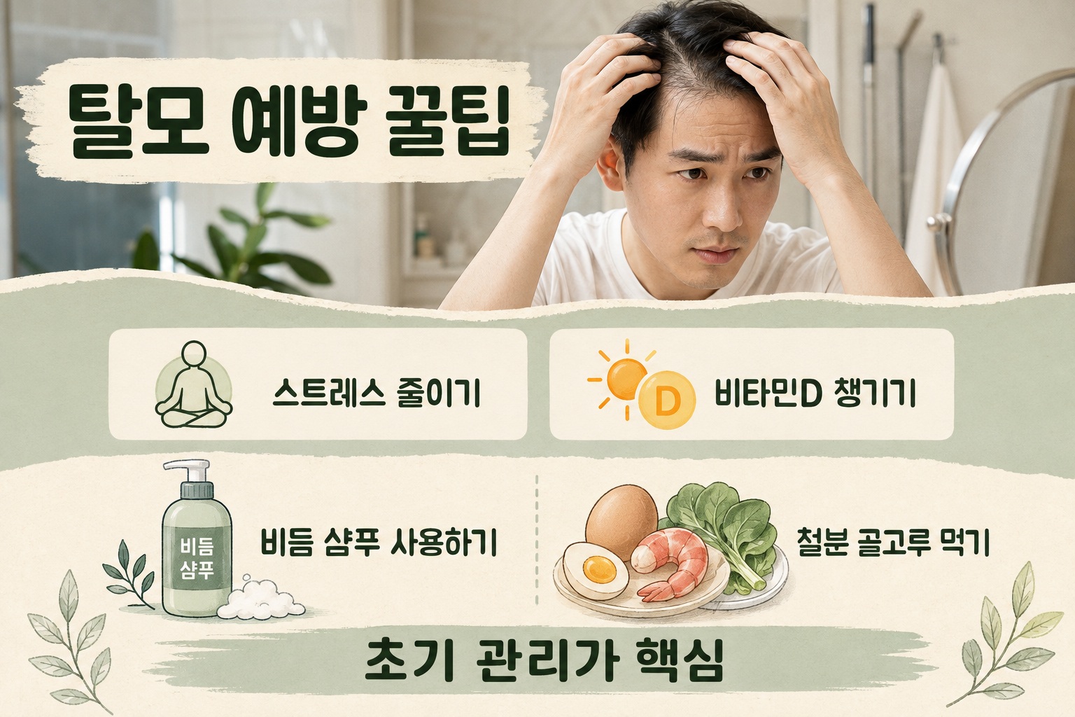 남성형 탈모 예방법, 진행 늦추는 스트레스·영양·샴푸 관리 4가지