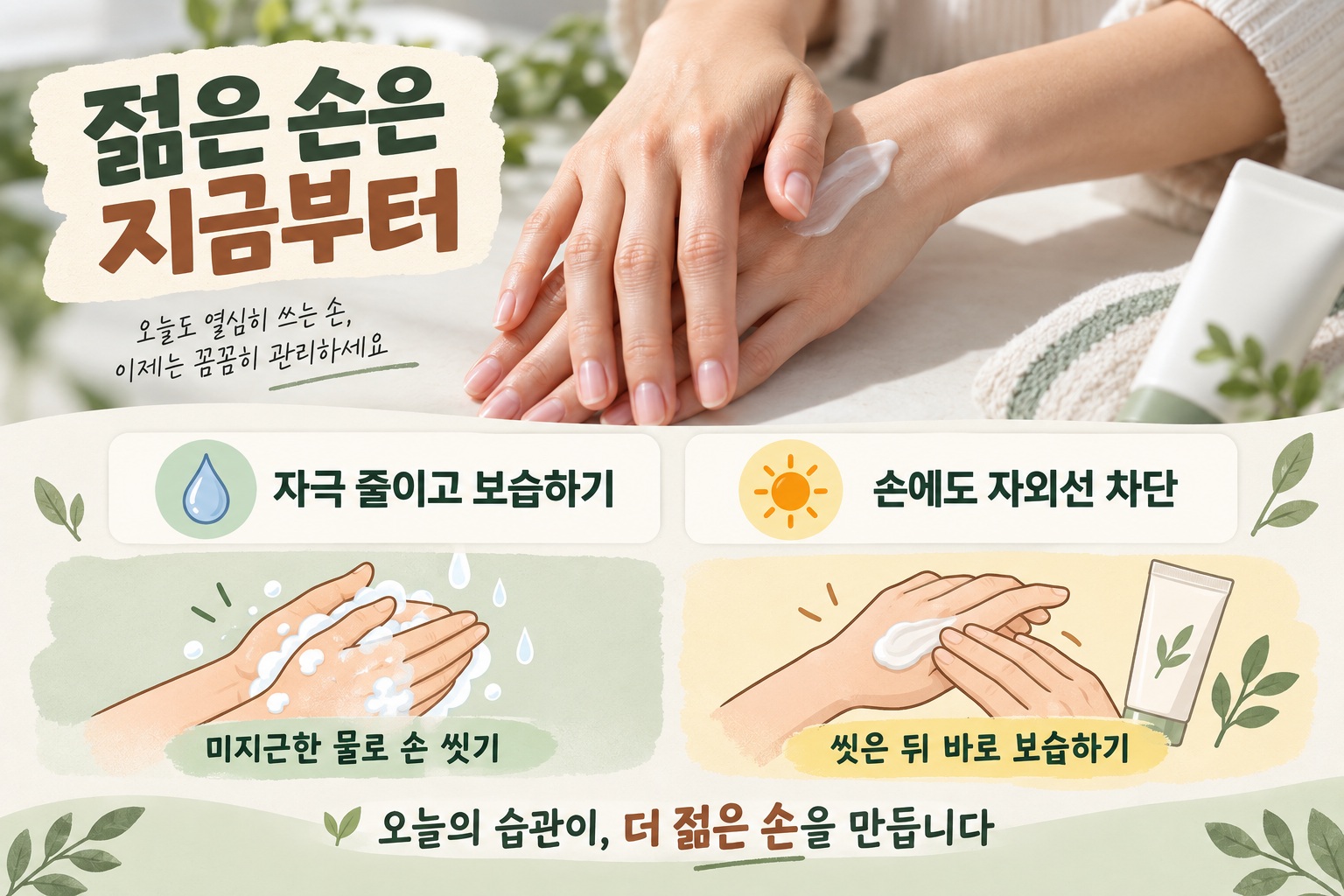 손등 노화 관리, 주름·갈색 반점 늦추는 보습과 자외선 차단법