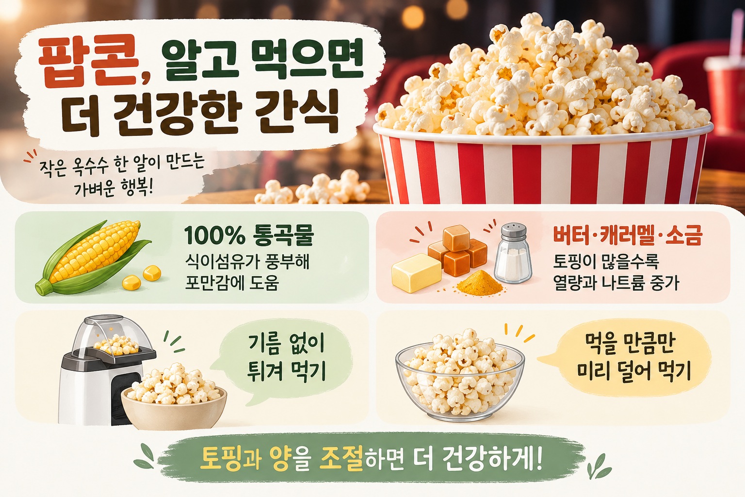 나무 테이블 위 큰 그릇에 담긴 팝콘과 옥수수 알갱이, 옥수수 이삭