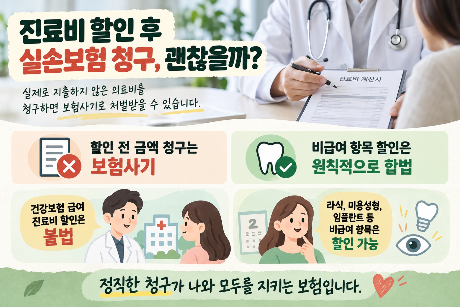 실손보험 진료비 할인, 할인 전 금액 청구하면 보험사기일까