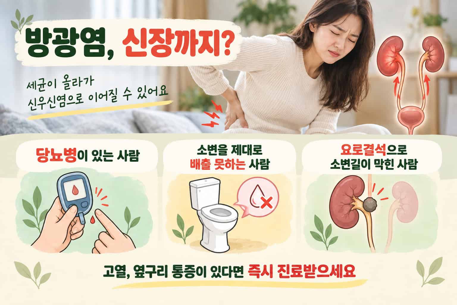 방광염 신우신염으로 번질 수 있다, 당뇨·요폐·요로결석 있다면 특히 주의