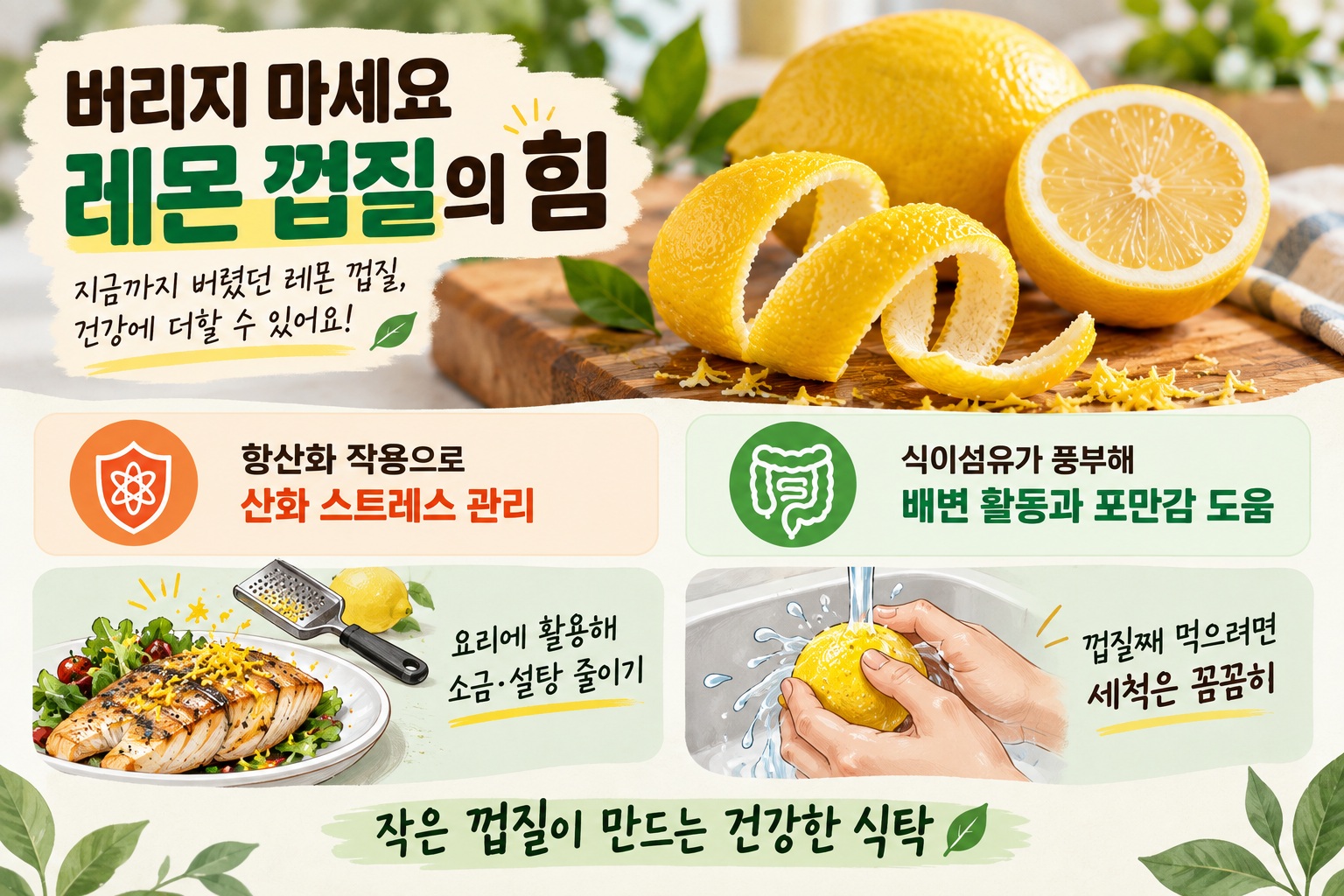 레몬 껍질 효능, 버리기 아까운 이유…항산화·장 건강부터 세척법까지