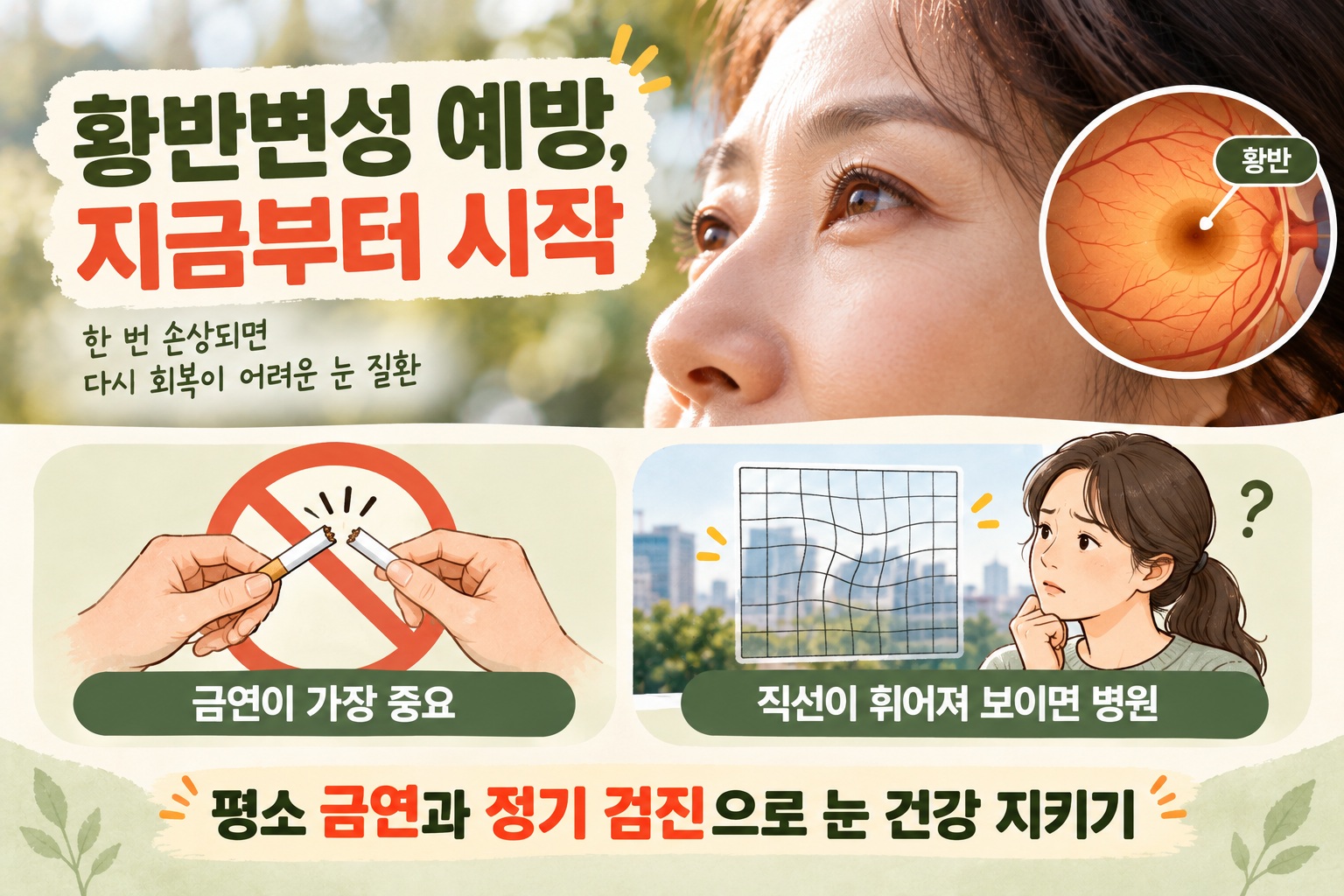 황반변성 초기증상, 직선 휘어 보이면 의심…흡연이 위험 키우는 이유
