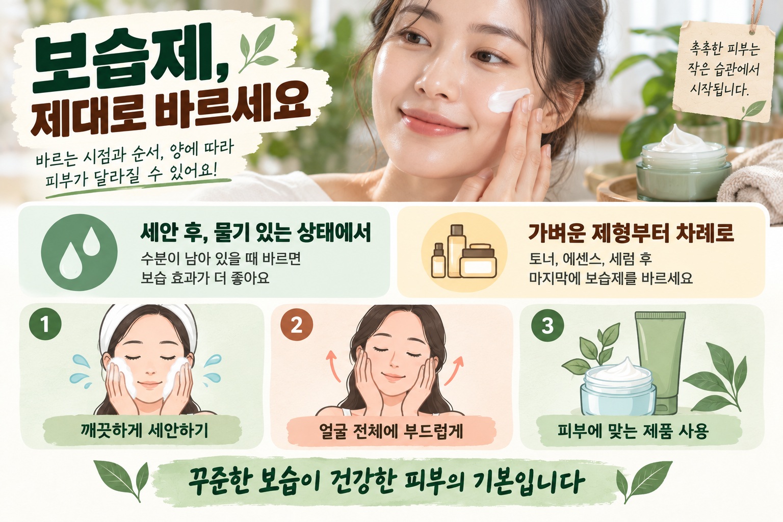 보습제 바르는 순서, 세안 후 촉촉할 때 발라야 하는 이유와 피부 타입별 사용법
