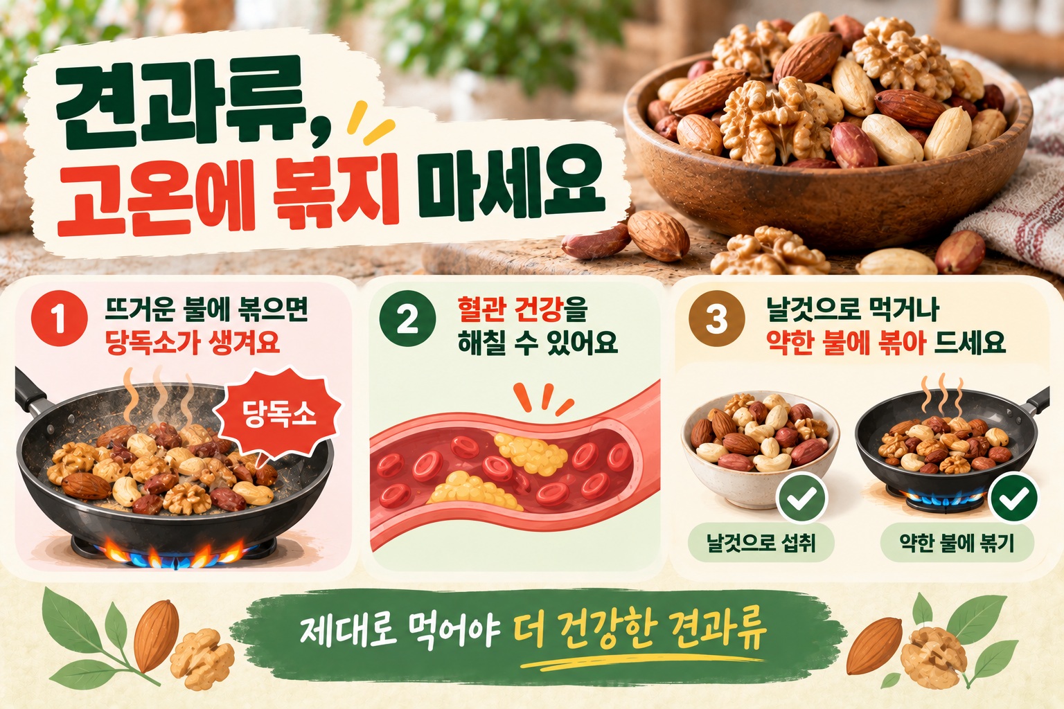 견과류 볶는 법, 아몬드·호두·땅콩 너무 센 불에 볶으면 안 되는 이유