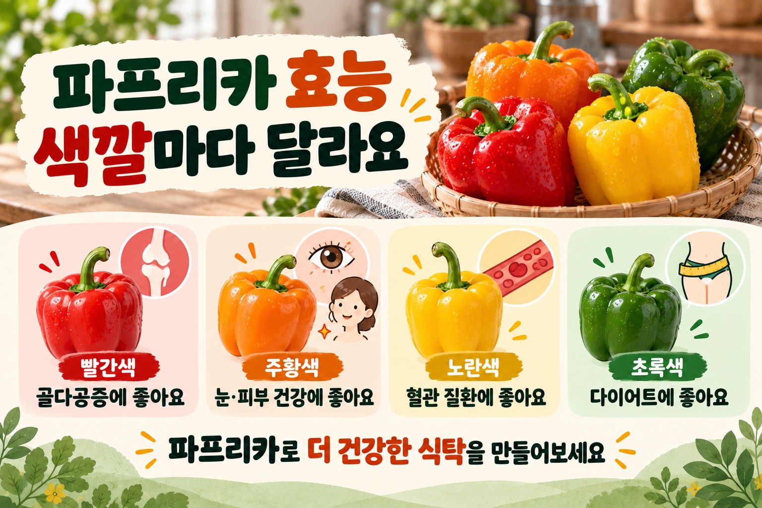파프리카 색깔별 효능, 빨강·주황·노랑·초록 영양성분 어떻게 다를까?
