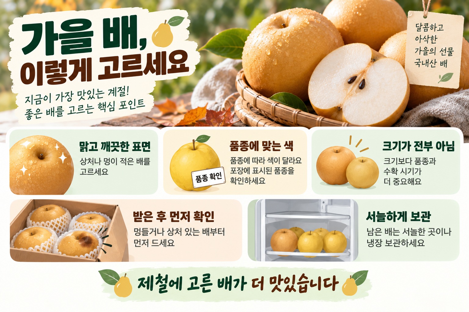 배 고르는 법, 추석 선물용 좋은 배는 크기보다 껍질과 품종을 보세요