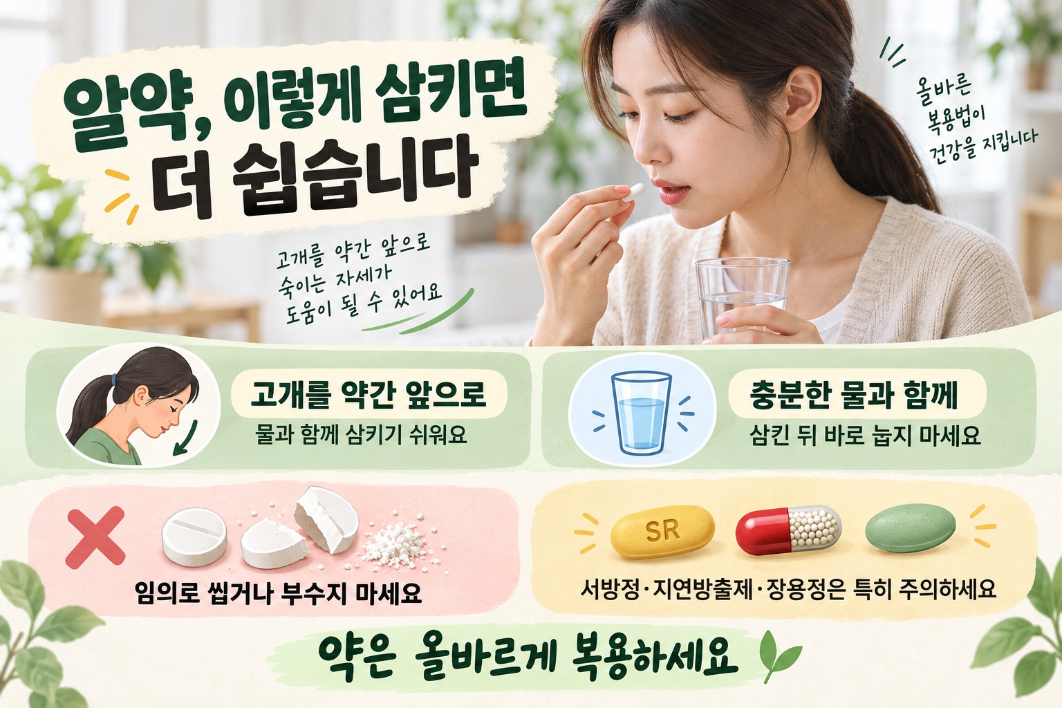 알약 삼키는 법, 캡슐은 고개 숙이고 부수면 안 되는 약은 따로 있다