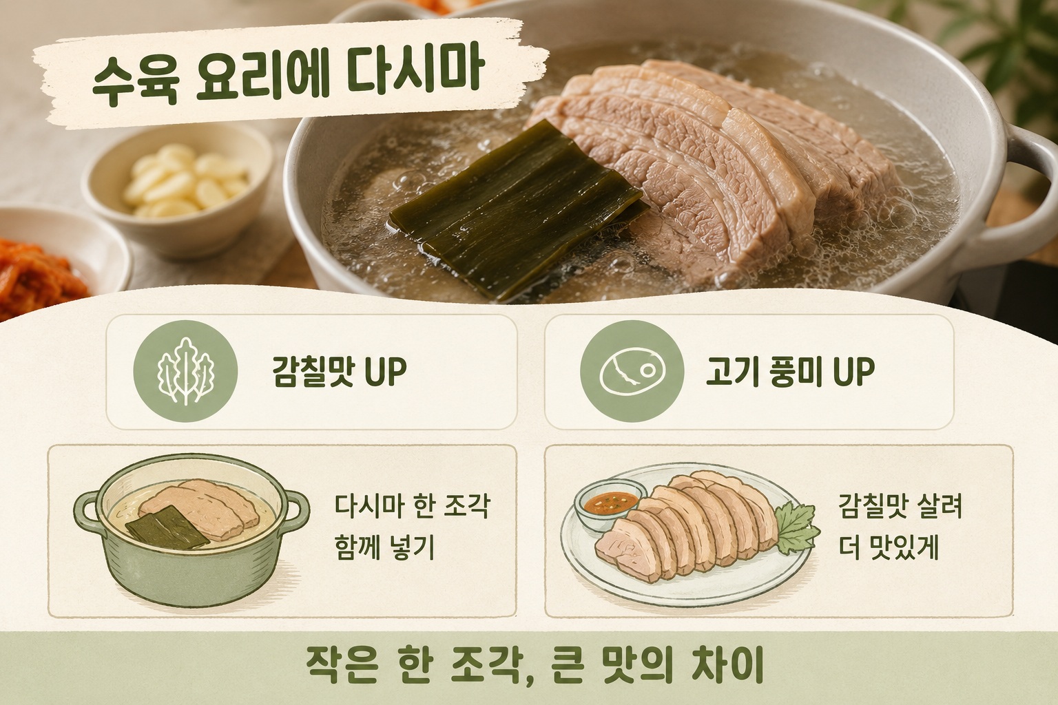 다시마 넣어 삶는 수육