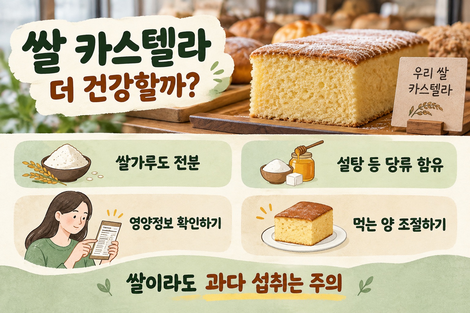쌀 카스텔라 혈당에 더 나을까? 쌀가루·당류·총 탄수화물 확인법
