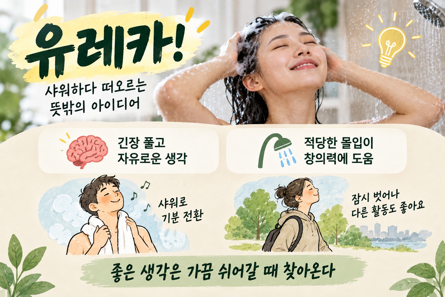 샤워 효과, 왜 씻을 때 좋은 아이디어가 떠오를까? 창의력을 깨우는 마음 방랑의 원리