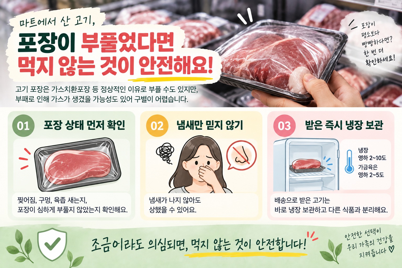 고기 포장 부풀음, 상한 걸까? 먹지 말아야 할 신호와 확인법