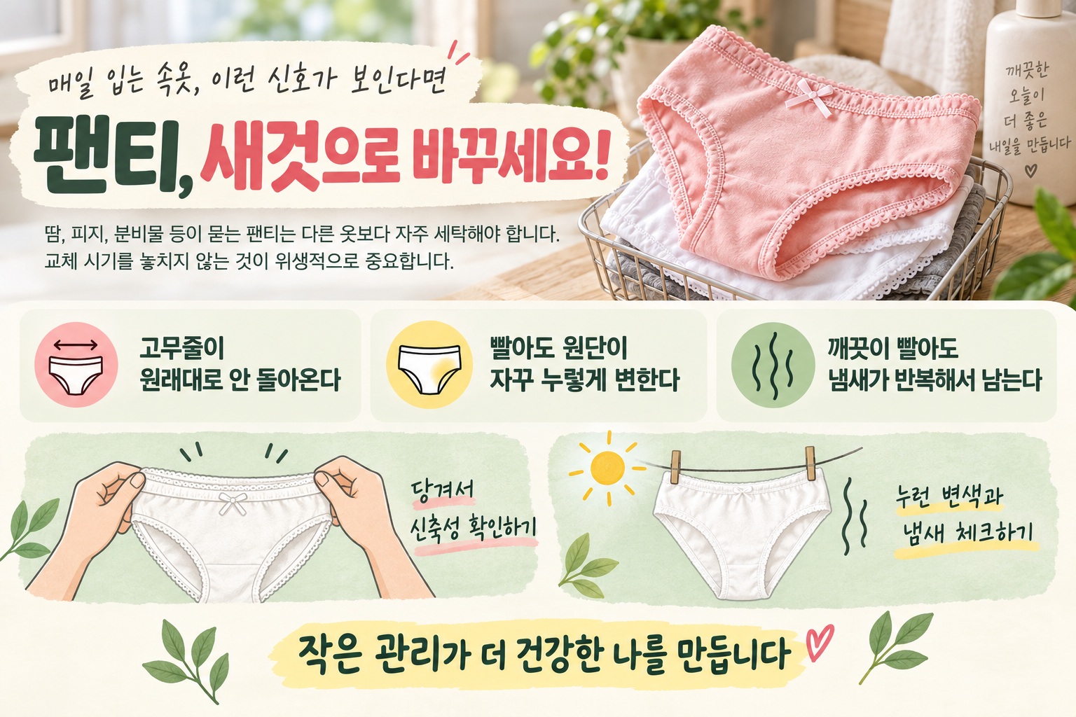 팬티 교체시기, 세탁해도 냄새·황변 남고 고무줄 늘어났다면 바꿀 때