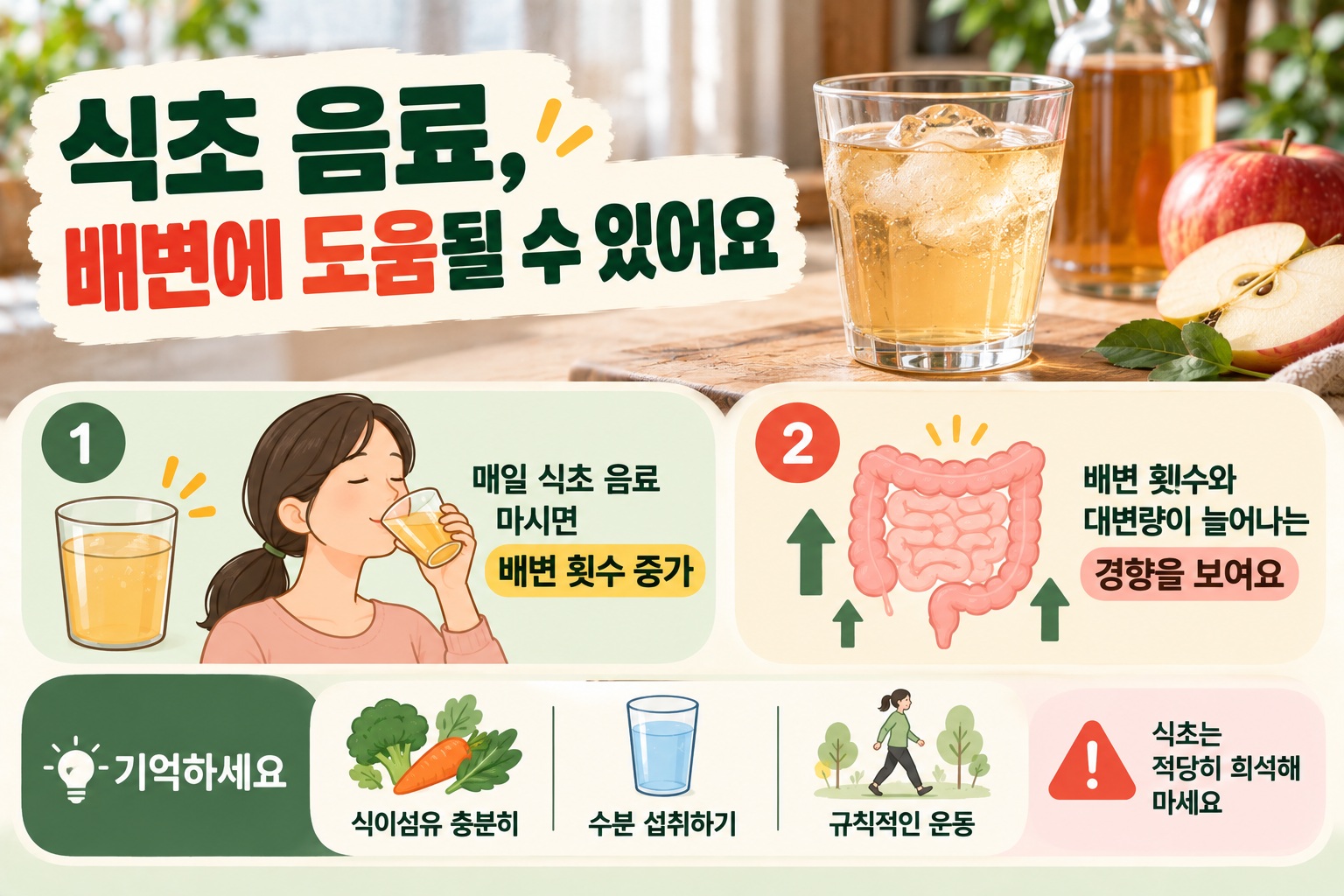 식초 변비에 도움 될까, 매일 마신 사람 배변 횟수 늘어난 연구 결과