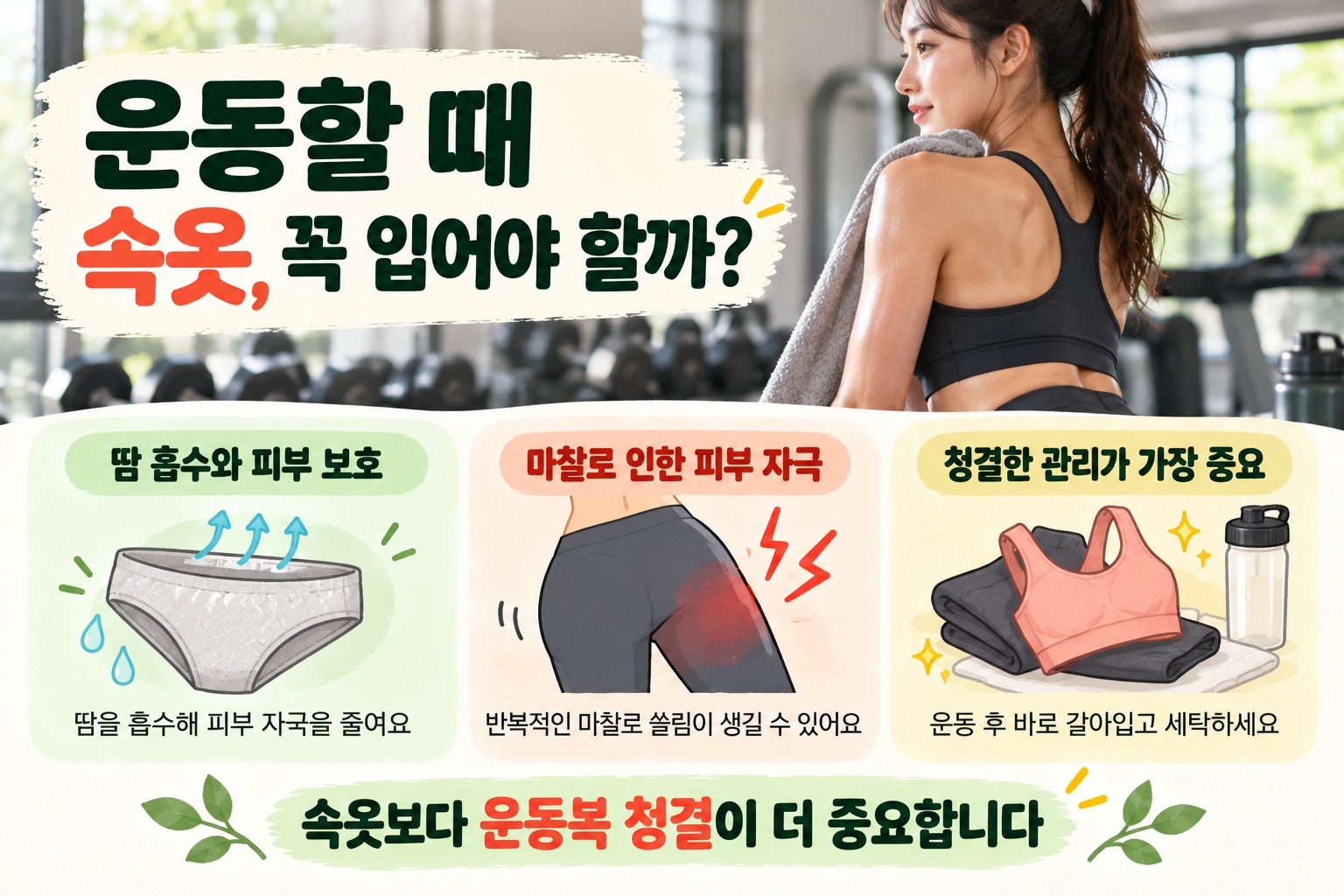 운동할 때 속옷 안 입어도 될까? 헬스장 노팬티의 위생과 피부질환 주의점