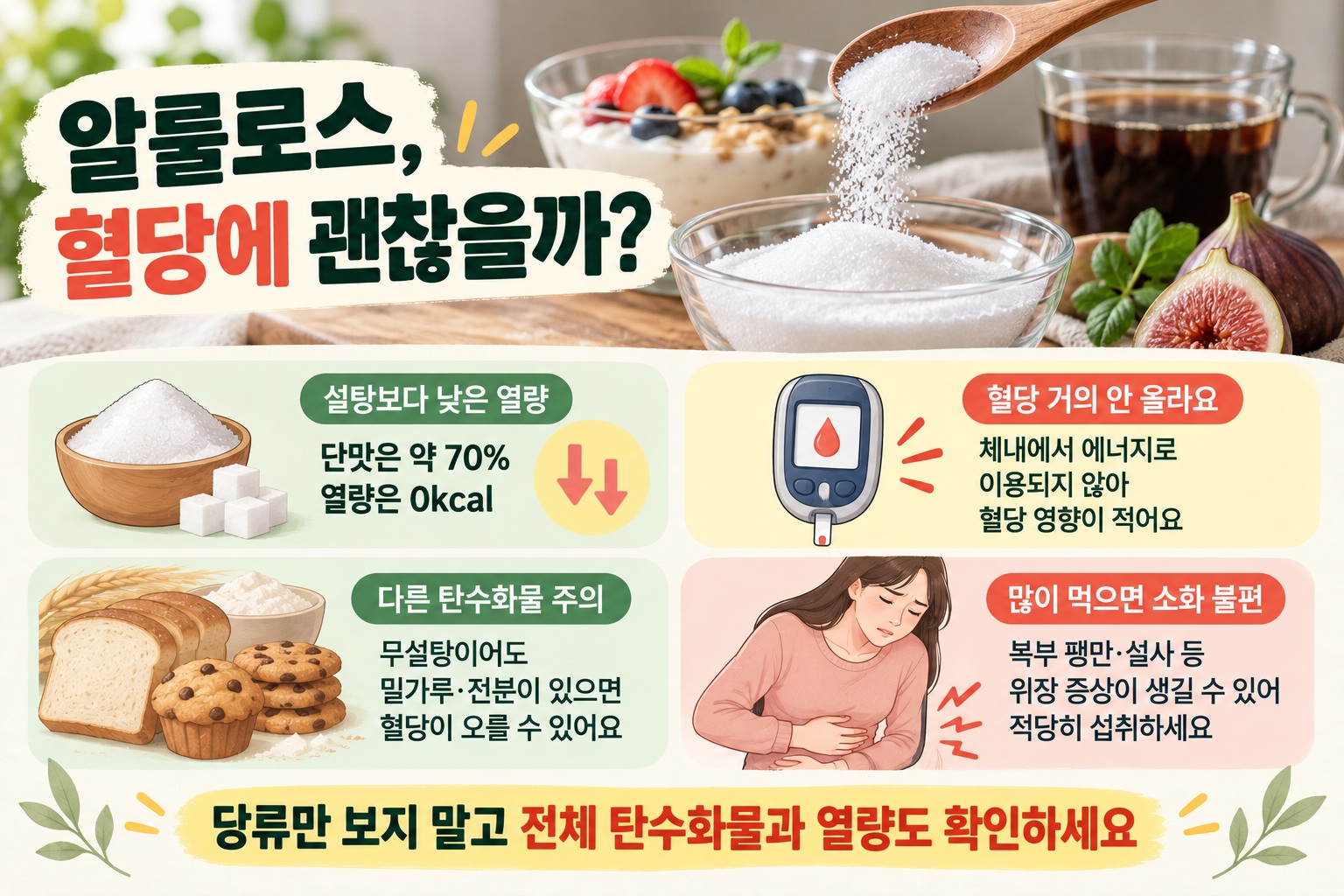 알룰로스 혈당 정말 안 오를까, 무설탕 식품도 탄수화물 확인해야 하는 이유