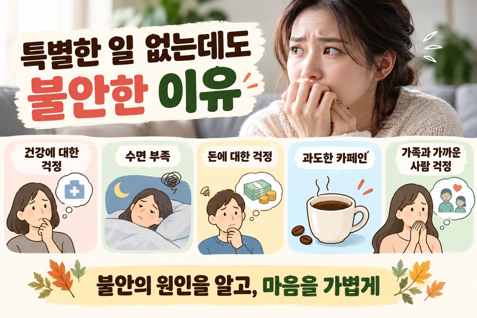 불안 원인 따로 있다, 특별한 일 없어도 초조해지는 5가지 이유