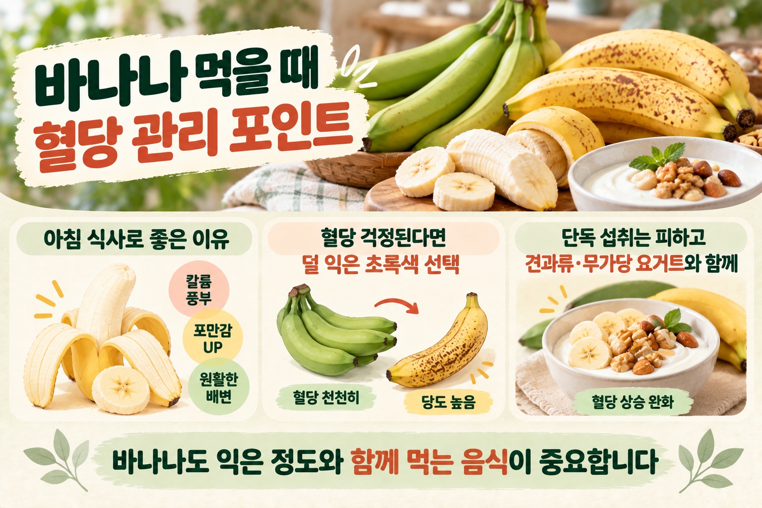 바나나 혈당 관리, 익은 정도와 함께 먹는 음식이 중요한 이유