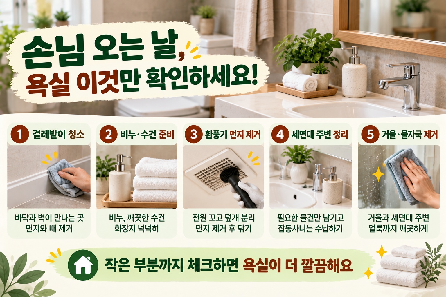 손님 오기 전 욕실 청소, 집주인은 놓치지만 손님 눈에는 잘 보이는 6곳