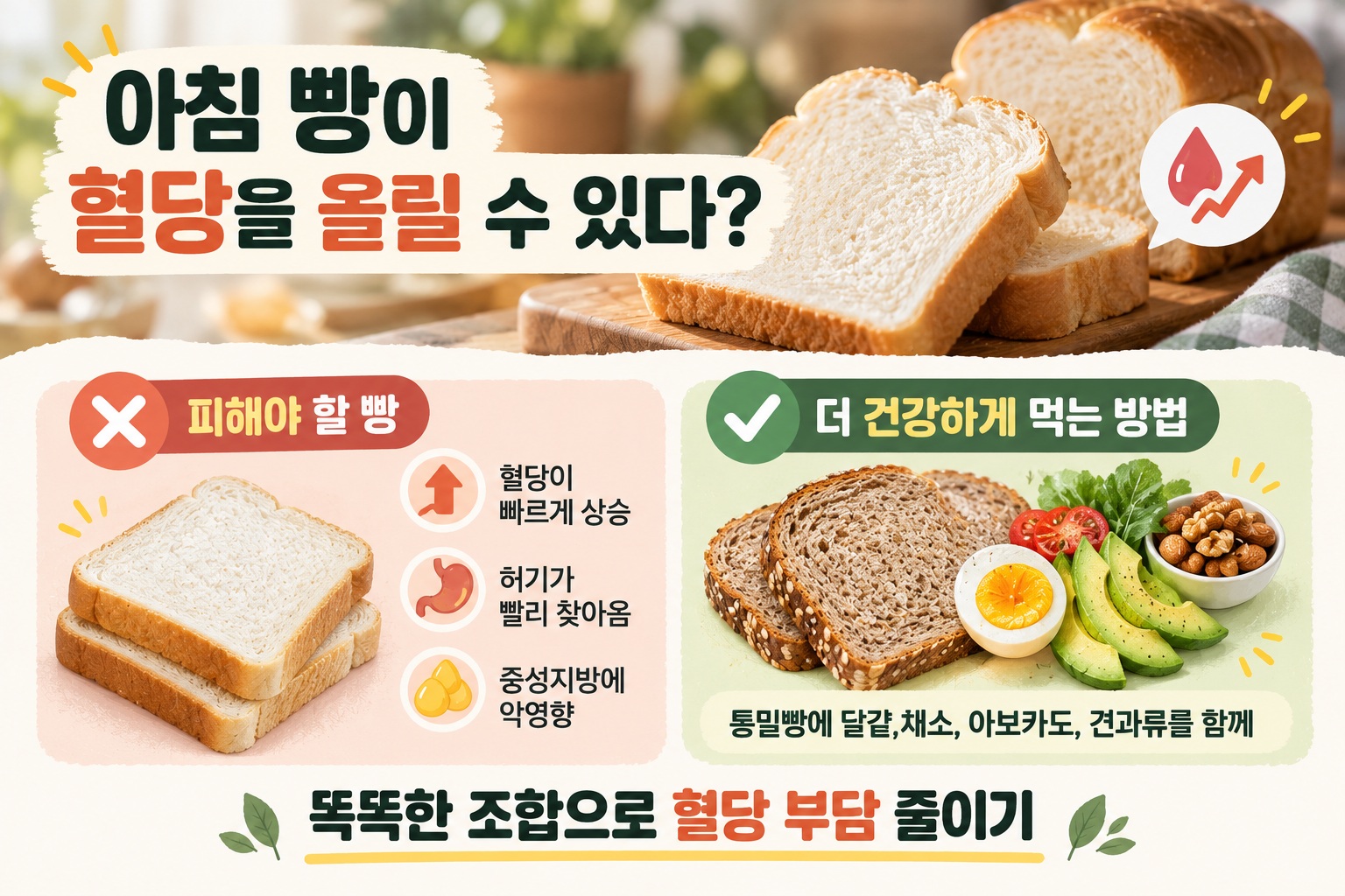 아침 흰 빵 혈당 급상승 주의, 통밀빵 선택과 건강하게 먹는 방법