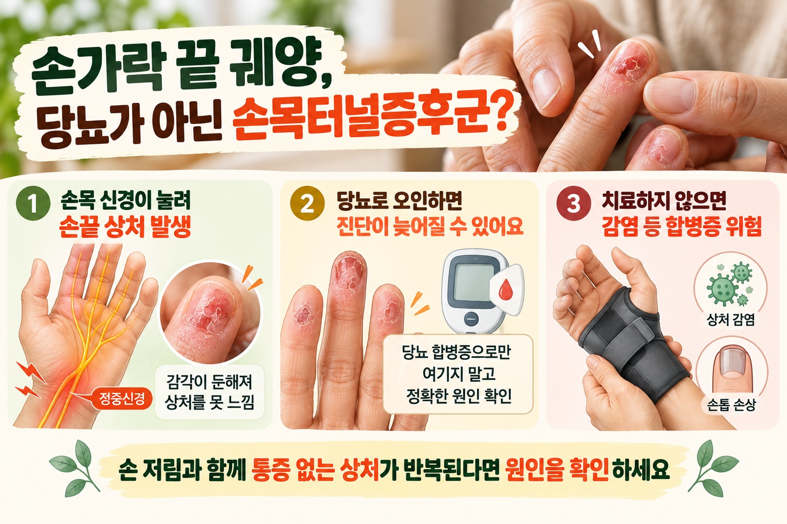 손목터널증후군, 손끝 궤양까지 만든다…당뇨 합병증으로 오인한 희귀 사례