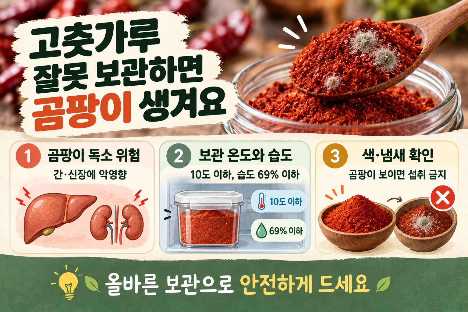 고춧가루 보관법, 곰팡이 막으려면 10도·습도 69% 이하 지켜야