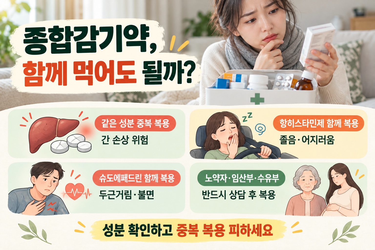 종합감기약 같이 먹어도 될까, 아세트아미노펜 중복 복용과 성분별 주의사항