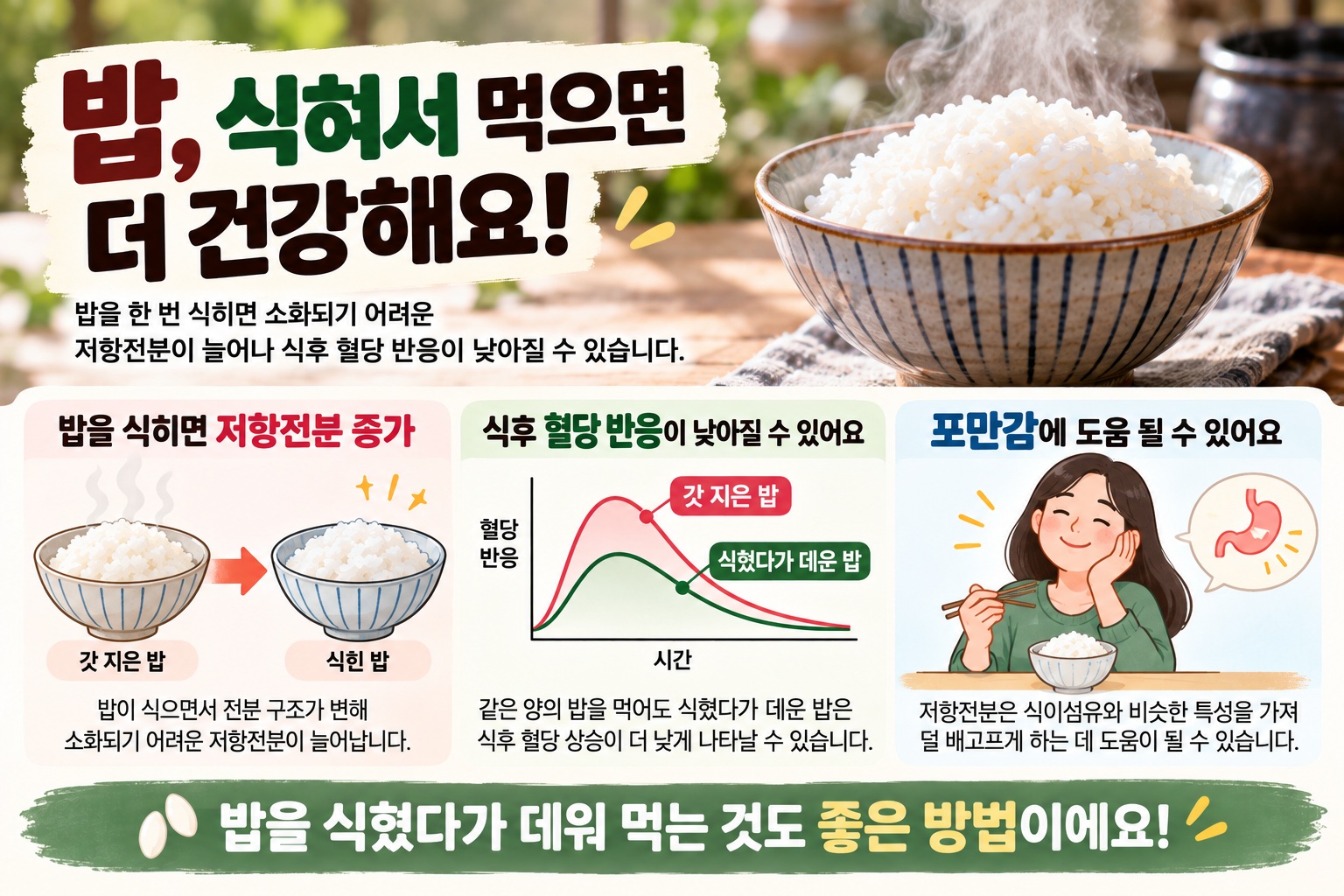찬밥 혈당 덜 올릴까? 냉장 후 다시 데운 밥과 저항전분의 효과