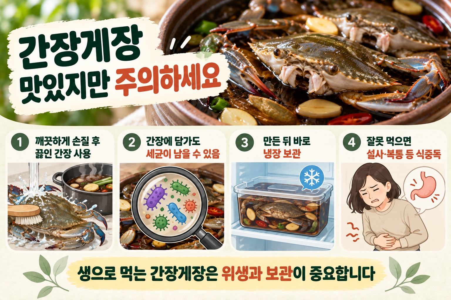 간장게장 식중독 주의, 간장에 담가도 세균이 살아남는 이유와 안전한 보관법