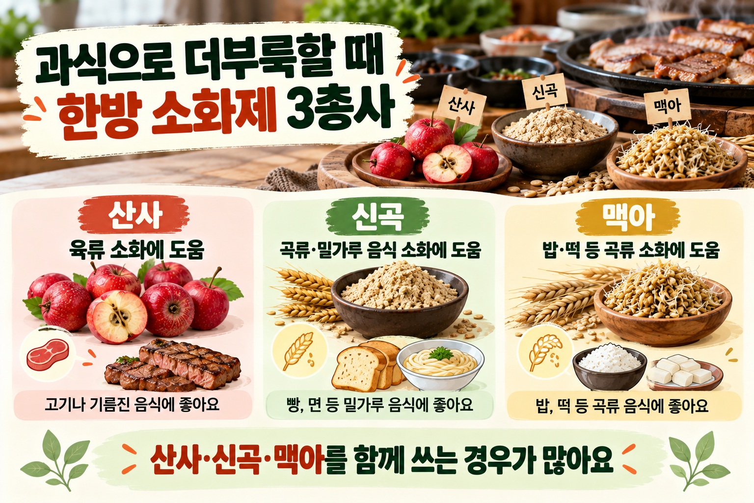 소화불량 한약재 산사 신곡 맥아, 음식별 쓰임과 복용 주의점